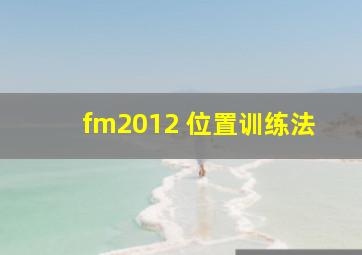 fm2012 位置训练法